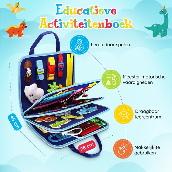 Pludo Busy Board - Activiteitenboek - Activiteitenbord - Montessori Speelgoed - Sensorische Speelgoed - Educatief Speelgoed - Speelgoed 1 Jaar - Speelgoed 2 Jaar - Speelgoed 3 Jaar - Blauw van Pludo — afbeelding 4