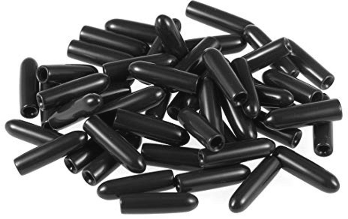 Schroefdraadbeschermers 2 mm Zwart - Flexibele Doppen voor Meubelbescherming - 50 Stuks
