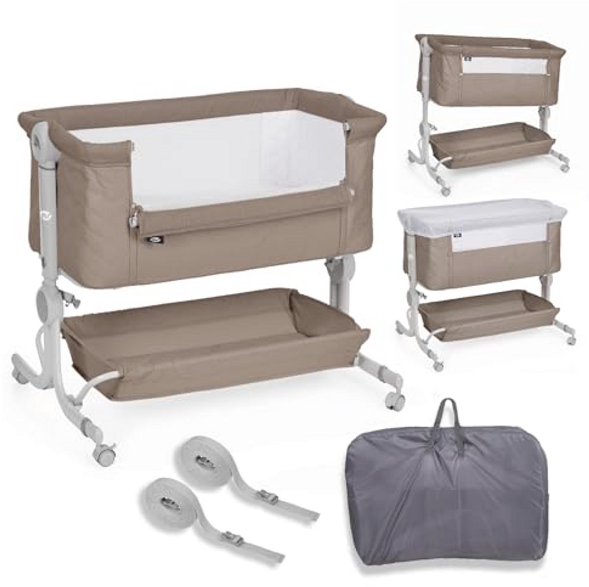 Verstelbare Co-Sleeper Babywieg met Meerdere Hoogtes en Refluxstand | Inclusief Matras en Muskietennet