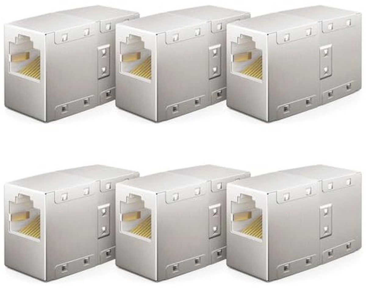 6 Stuks RJ45 Coupler voor Ethernet Netwerk - Gigabit LAN-Kabel Verlenging Adapter