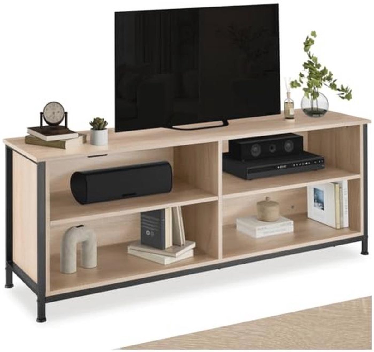 TV-meubel met 4 Vakken - 147 cm - Lowboard voor TV's tot 70 Inch - Industrieel Houten Dressoir