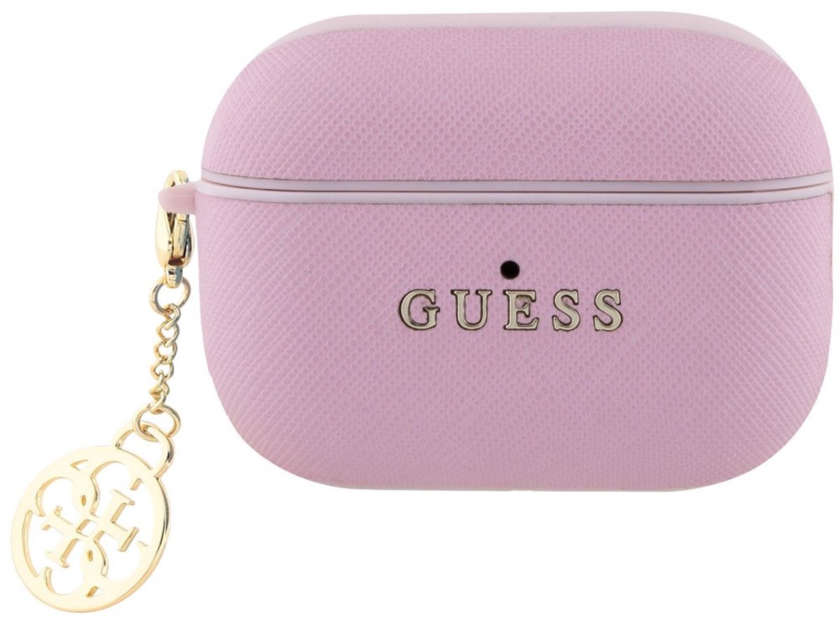 Guess Airpods Pro & Pro 2 Case - Saffiano - Circle Charm - Roze