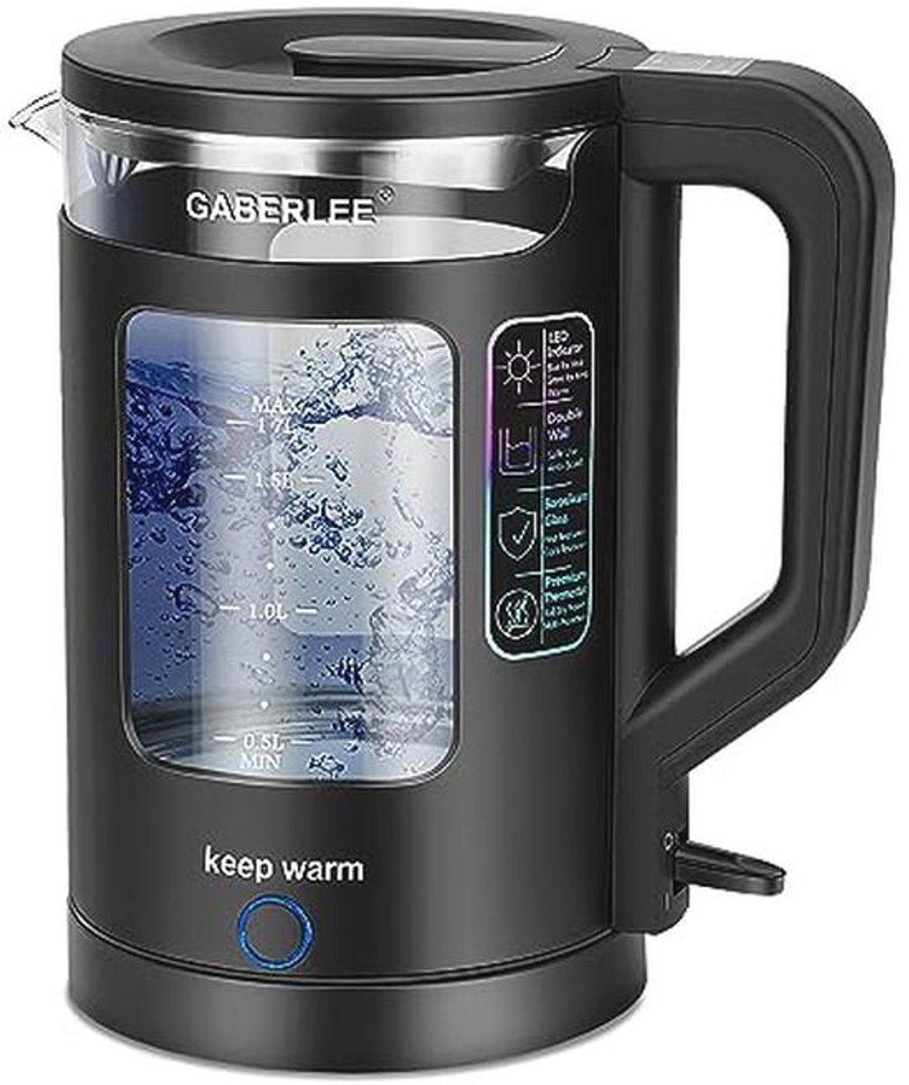 Glazen elektrische waterkoker 1,7 l met warmhoudfunctie en automatische uitschakeling