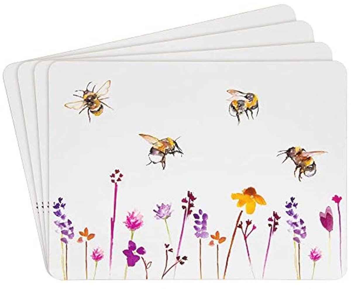 Hittebestendige Kurken Onderzetters Set van 4 met Schilderachtige Bijen Design