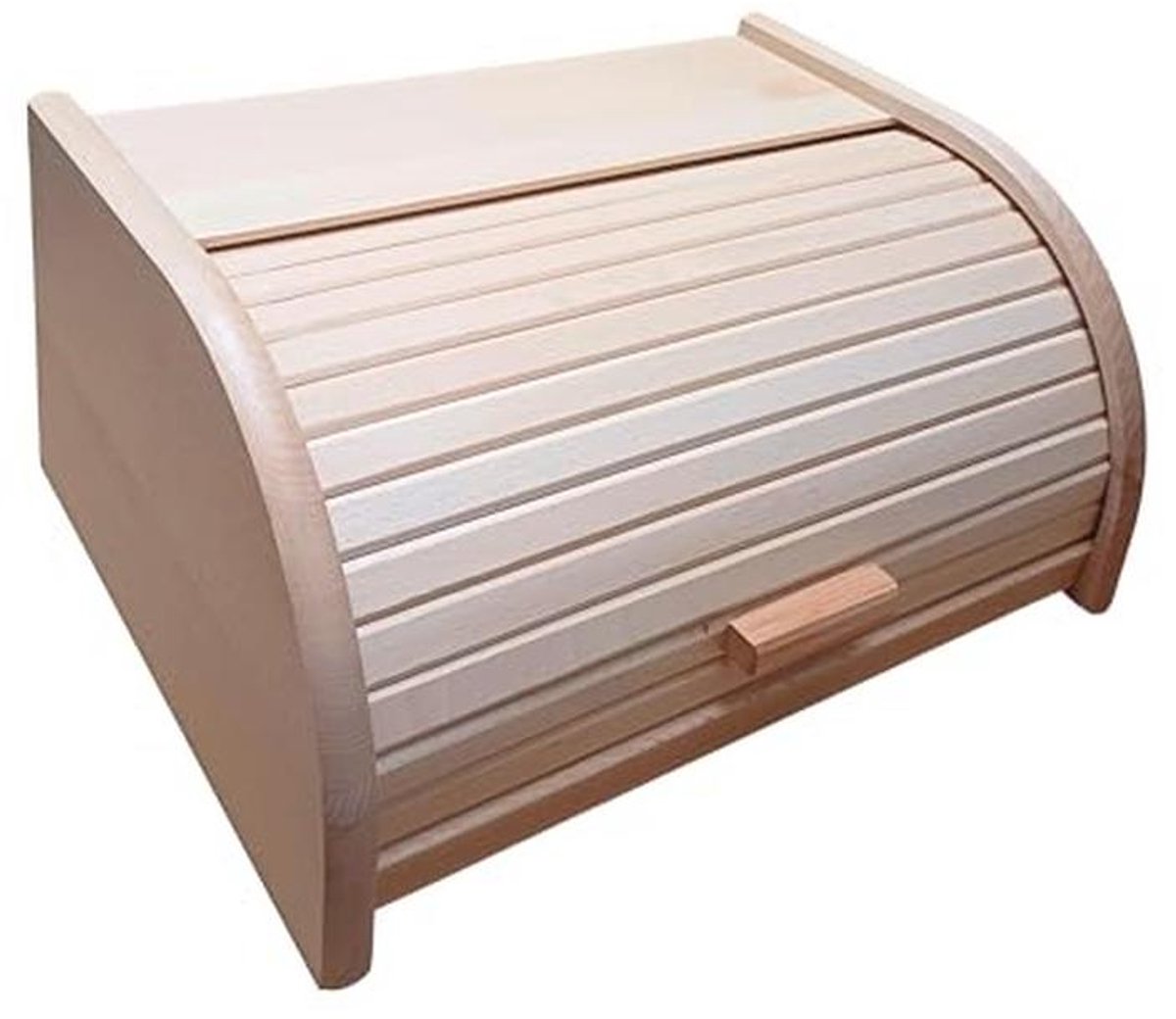 Houten broodtrommel met roldeur voor het bewaren van brood en broodjes