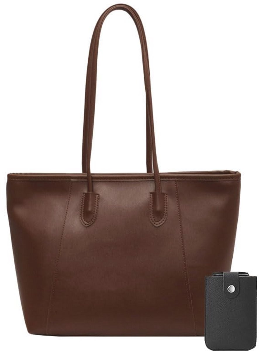 Dames Grote Shopper Tas Vintage Handtas Schoudertas Leer
