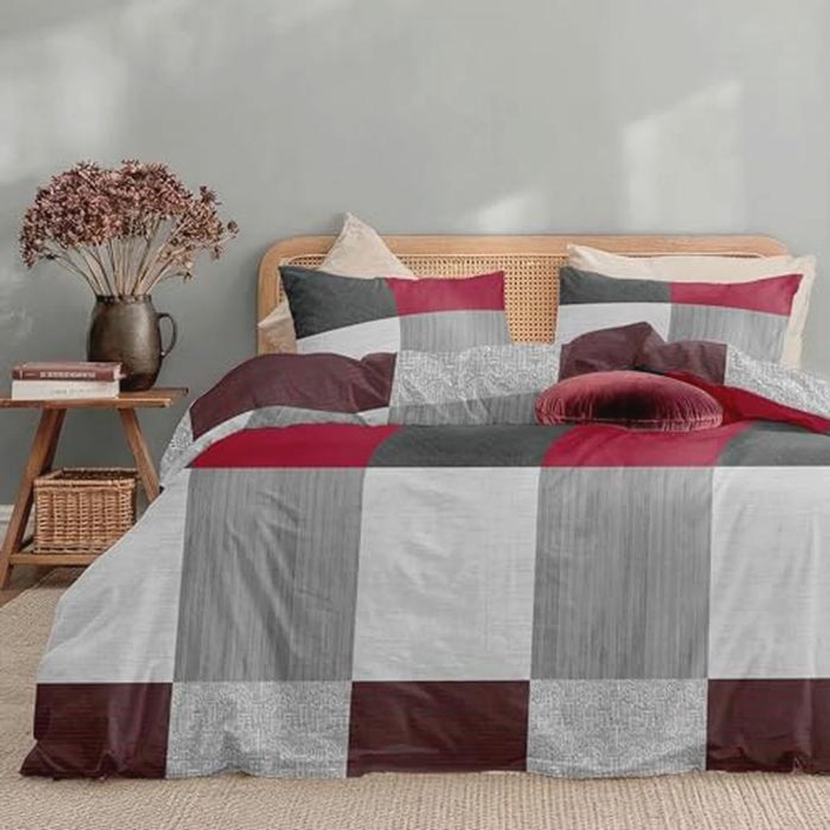 Dreamzie duvet cover 220x240 cm with 2 pillowcases 65x65 cm, flannel pattern, 220x240 adul