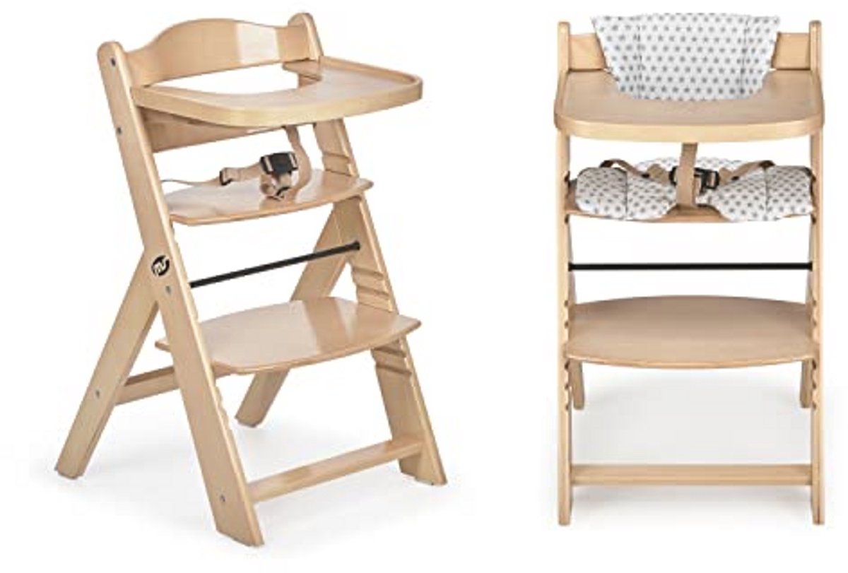Houten Kinderstoel | 2-in-1 Evolutieve Hoge Stoel | Ergonomisch & Verstelbaar | Voor Baby’s en Kinderen van 6 mnd tot 10 jaar | Afneembaar Dienblad