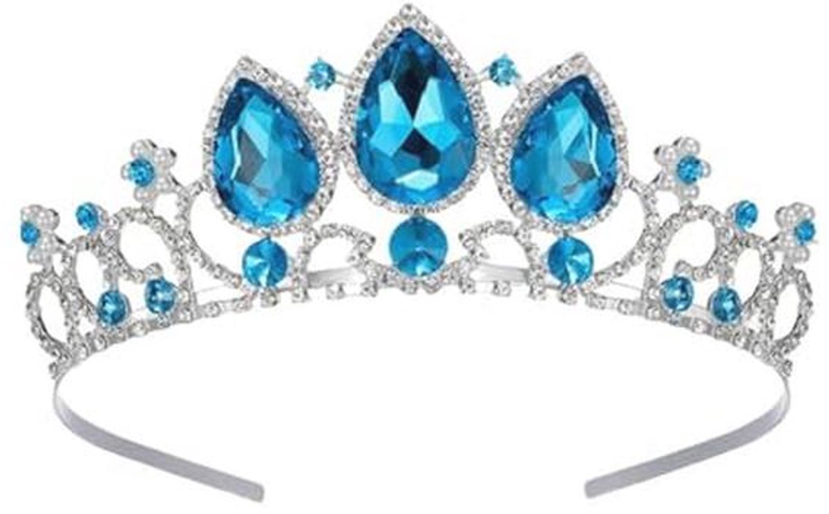 Kristallen Tiara Kroon voor Bruiloft en Verjaardagsfeest - Blauw