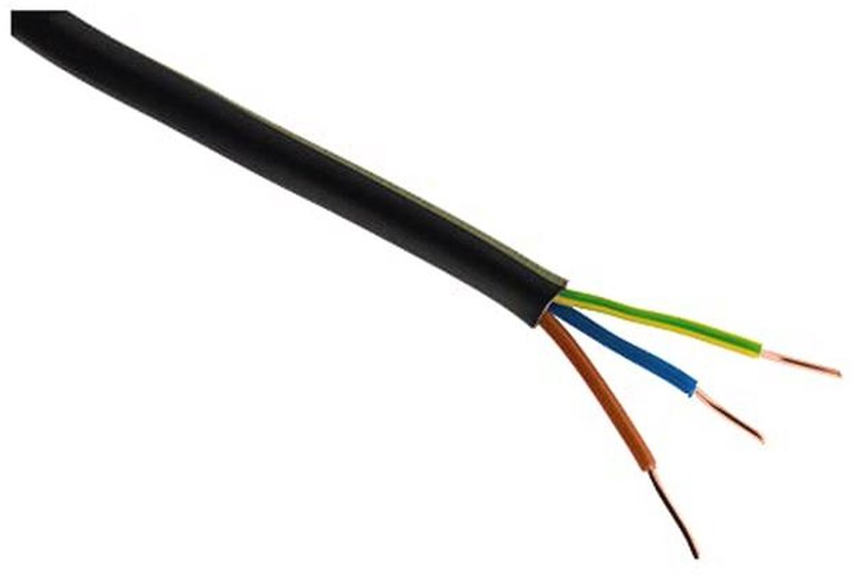 Duurzame 3G2.5mm² Elektrische Stroomkabel - Betrouwbare Bescherming Voor Binnen En Buiten Gebruik - Zwart - 10m