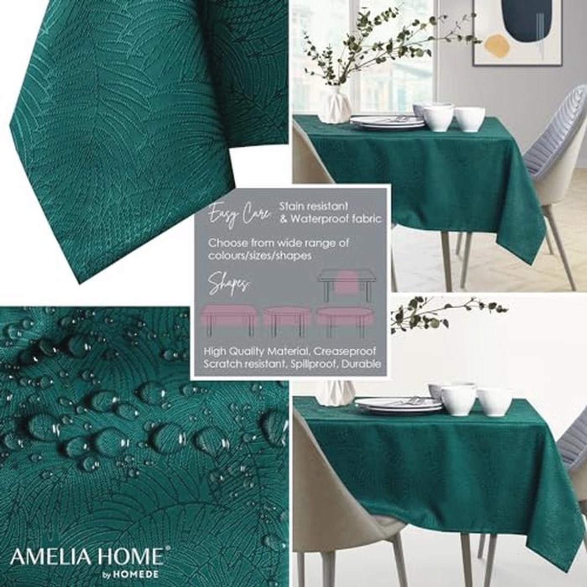 Waterafstotend oval tafelkleed linnenlook 140x220 cm