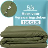 Hoes voor de verzwaringsdeken van Ella 150 x 200 CM - 7 KG & 9 KG - Overtrek Hoes van 100% biologisch katoen - Olijf Groen