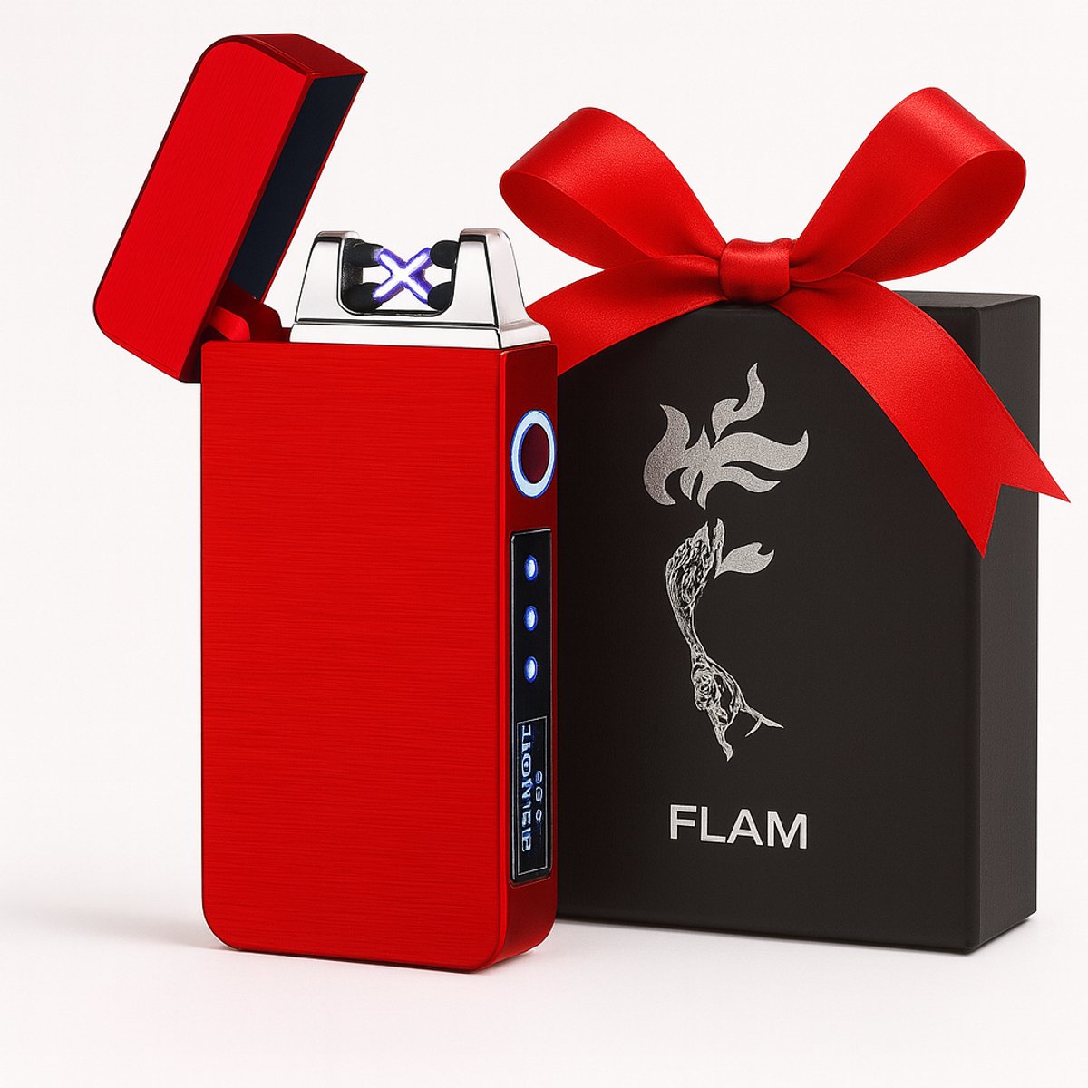 Elektrische Vuurwerk Stormaansteker - Windproof - Oplaadbaar Zonder Gas en Voeistof - Flam - Electric Lighter - Briquet - Aansteker - Rood
