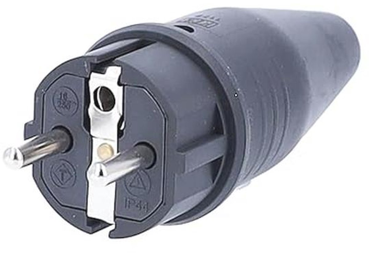 Gummi-Stecker Schutzkontaktstecker für Außenbereich, 230V, 16A, IP44, 1,5mm²