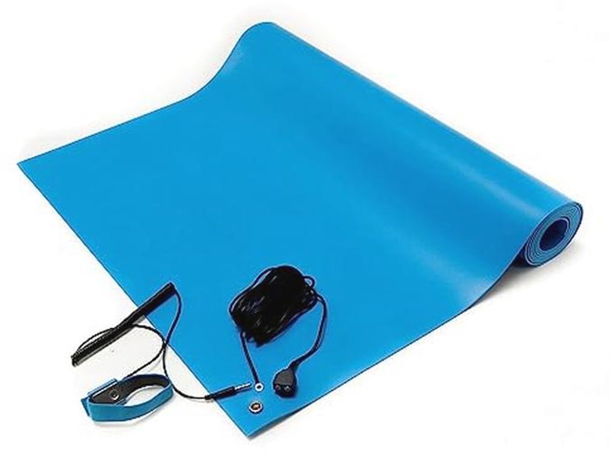ESD-matset met polsband en aardingskabel - 5m x 5m x 2cm - Blauw