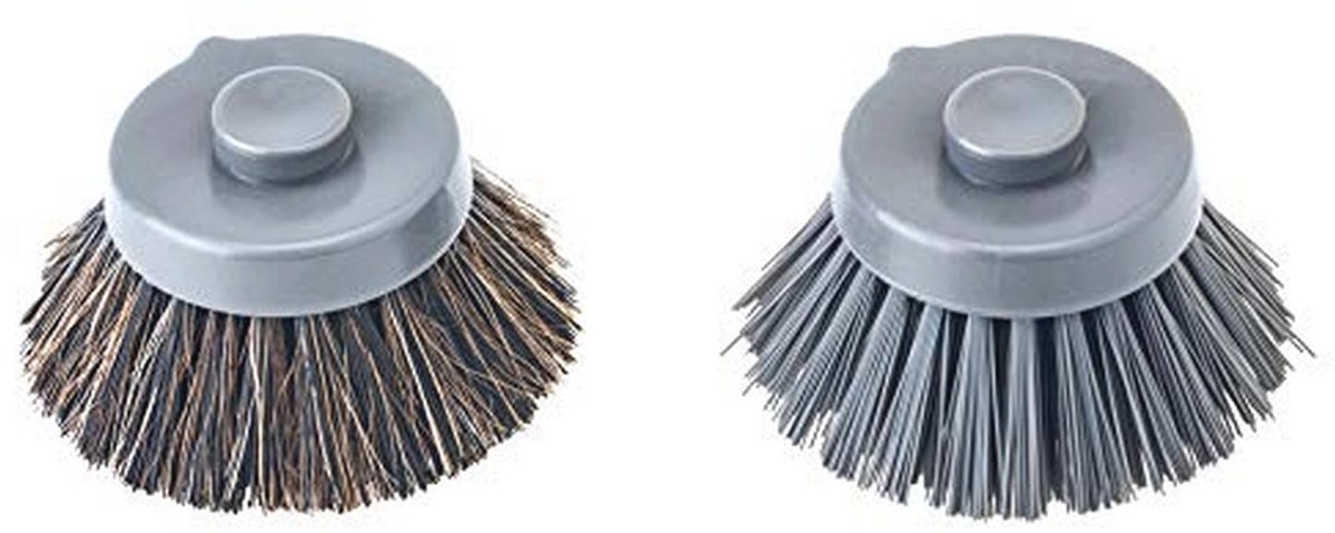 Set van 2 reserveborstels voor afwas met nylon en paardenhaar - Grijs