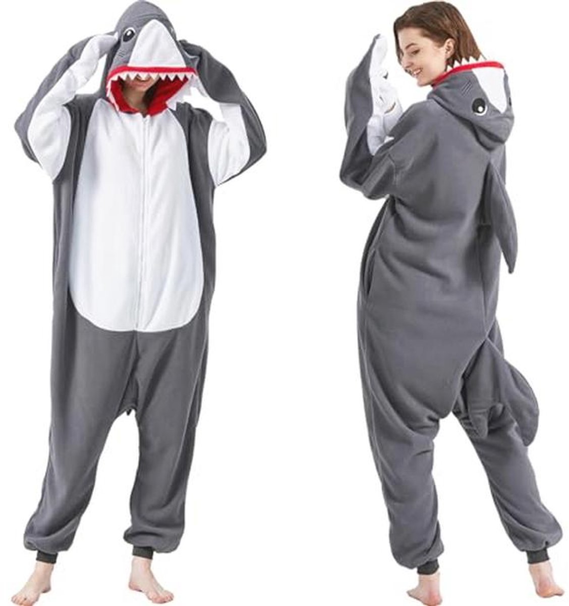 Haasdier Pajama Onesie voor Volwassenen - Haai Kostuum voor Halloween Cosplay en Slapen