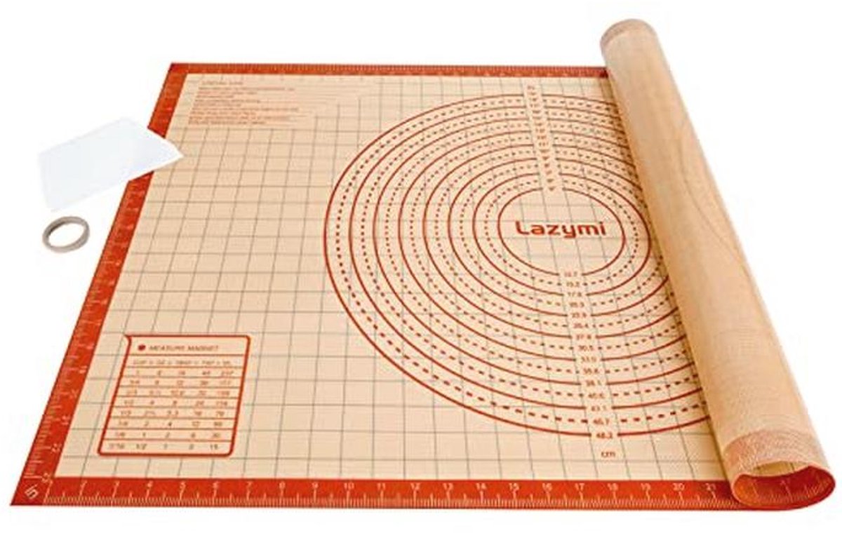 Grote Siliconen Bakmat 91 x 61 cm, Antislip Meten en Bakken voor Fondant, Pizza en Brood, BPA-Vrij, Rood