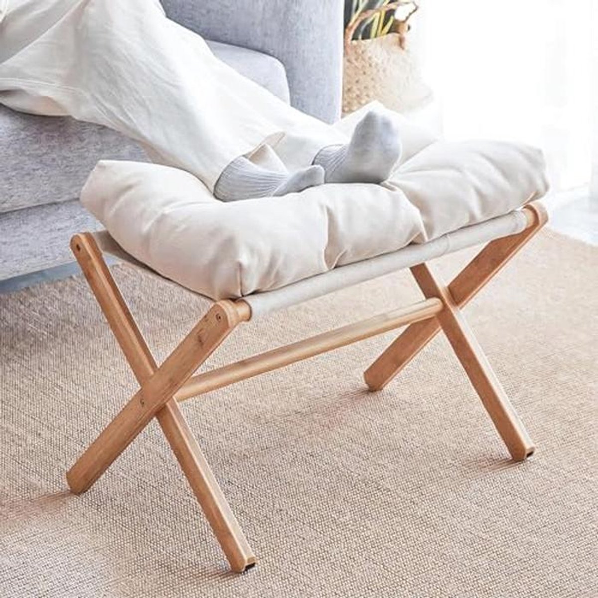 Opvouwbare bamboe voetensteun voor huis, multifunctioneel en comfortabel