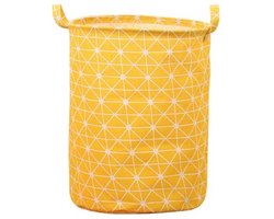 FANSU Opvouwbare wasmand grote ronde waterdichte opvouwbare wasmand met handgrepen - opbergmand voor vuile kleding/speelgoed voor slaapkamer, badkamer, universiteit (40 x 50 cm-1 stuk, gele geometrie)