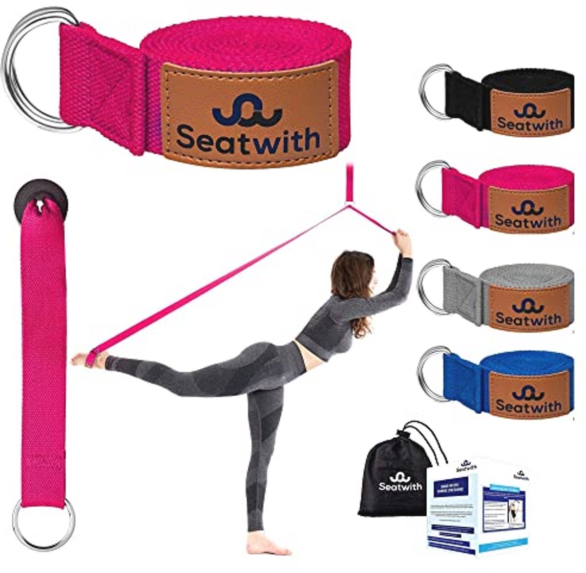 Yoga Stretching Strap - Oefenbanden met Transporttas en Training Instructies voor Fitness, Pilates en Fysiotherapie