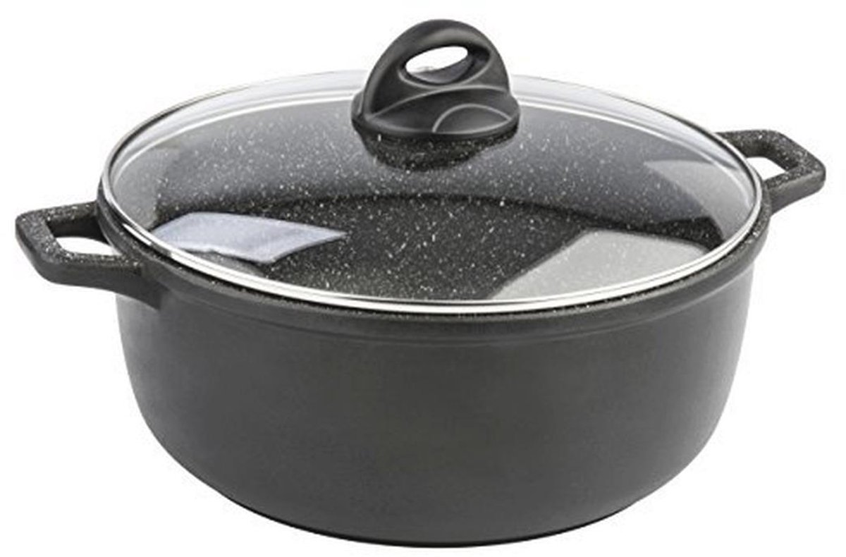 Gegoten aluminium braadpan met handgrepen en deksel - 28 cm