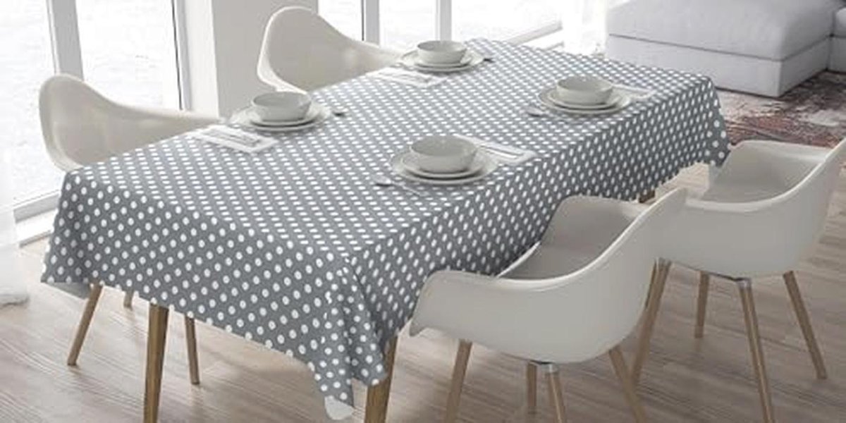 Rechthoekig PVC Tafelkleed 140 x 180 cm met Stippen - Lichtgrijs