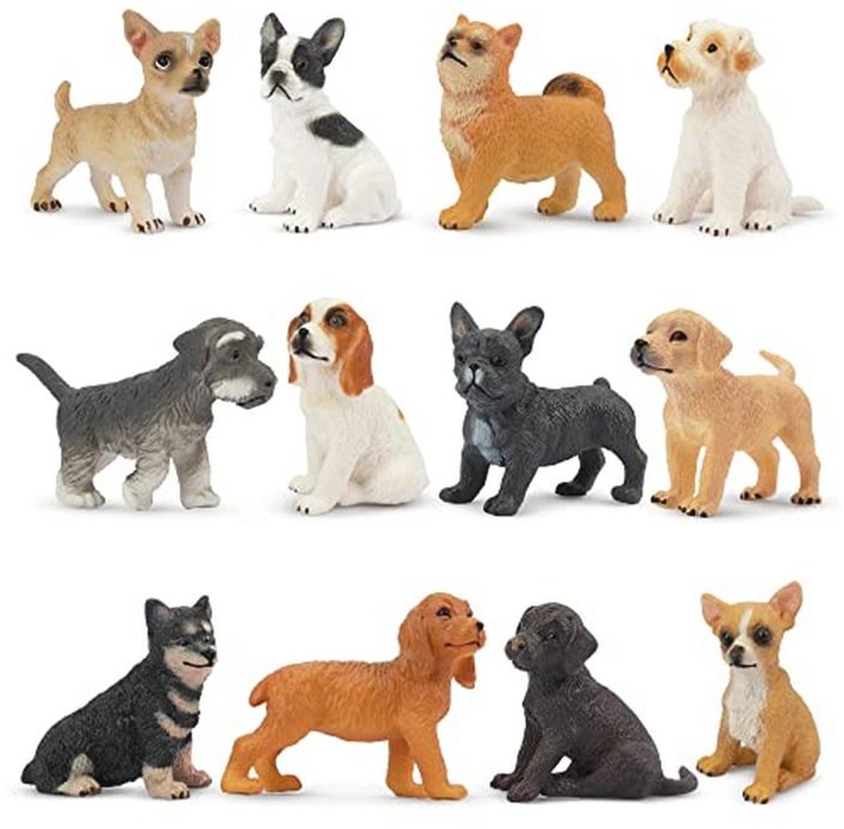 Mini Puppy Dierfiguren Set voor Kinderen - Educatief Speelgoed voor Creatief Spel