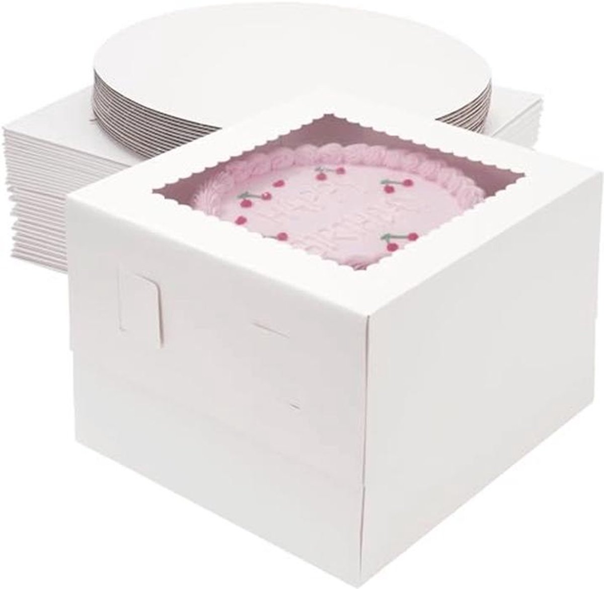 Cakeboxen met Venster - 20 Stuks 25x25x20cm voor Meelaag Taarten en Decoratie