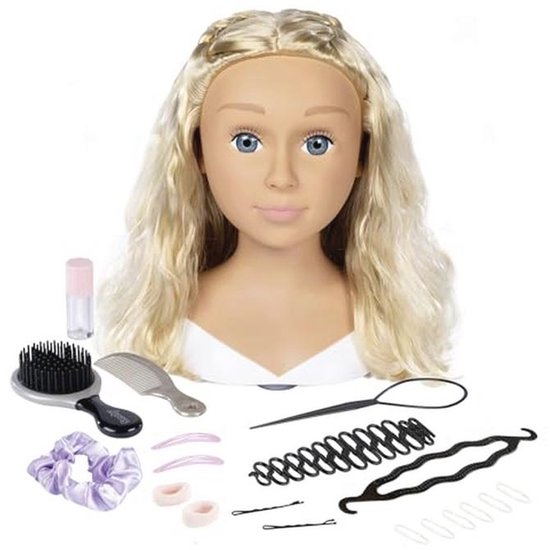 Smoby - My Beauty - Blonde Styling Head - Children's toys - 19 Accessories - Thermosensitive Makeup - Suction Cups - From 3 years old