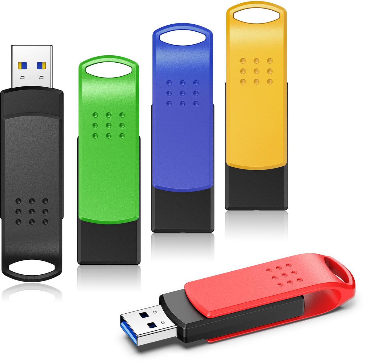 Unyqoos® Set van 5 kleurrijke en snelle USB-sticks van 64 GB met draaibaar ontwerp