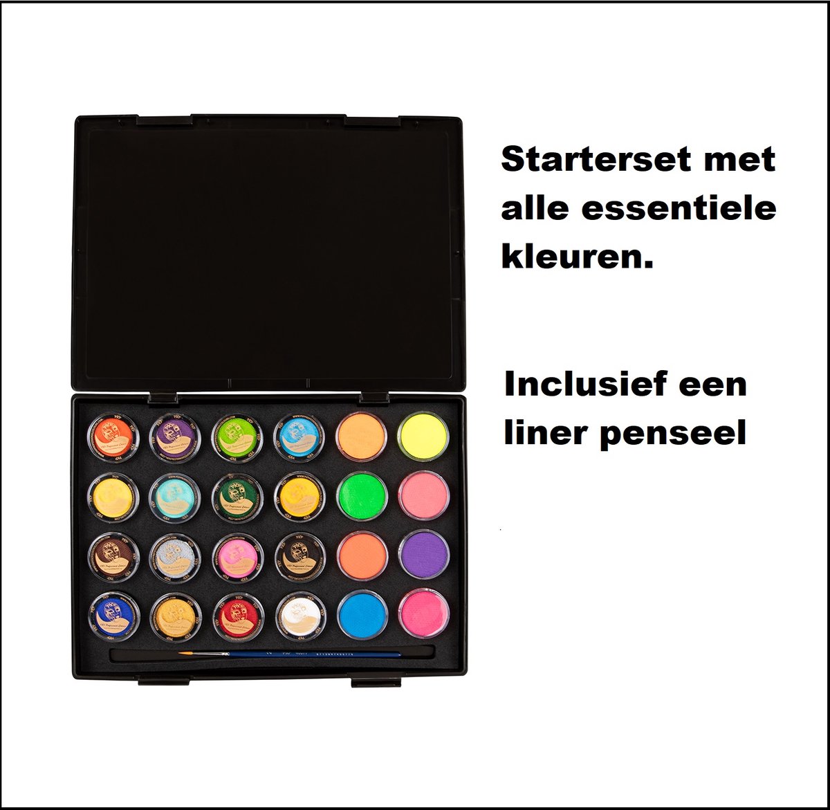 PXP Schmink starterset compleet 24x 10 gram face paint incl. penseel - Case starter set