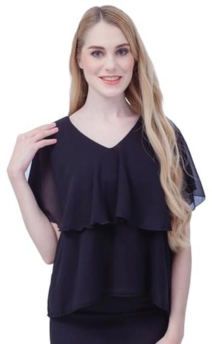 Borstvoedingsblouse Chiffon V-hals met Ritssluiting - Elegant en Casual