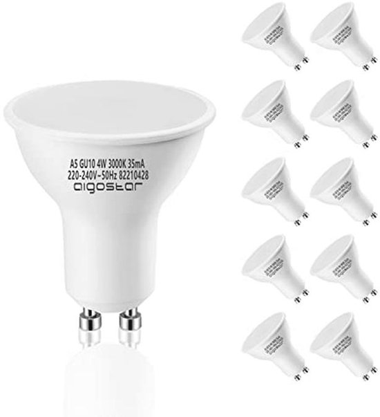 GU10 LED Bulbs 4W Warm White Light 3000K - Set of 10 - 320 Lumen | bol