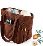 Corduroy Garen Opbergtas - Breitas - Haaktas - Opbergtas - Breinaalden en Accessoires - Haakreistas voor Mama - Dames - Draagbaar - Haakgereedschapsset - Garen Opbergtas