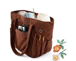 Corduroy Garen Opbergtas - Breitas - Haaktas - Opbergtas - Breinaalden en Accessoires - Haakreistas voor Mama - Dames - Draagbaar - Haakgereedschapsset - Garen Opbergtas