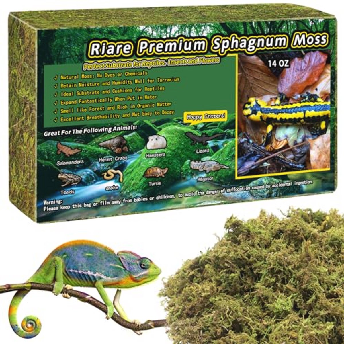 Premium Veenmos voor Reptielen - Natuurlijk Levende Mos Bedekking voor Terrarium