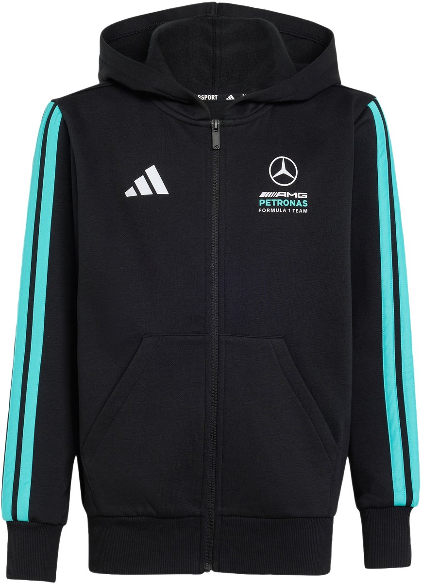 Adidas Performance Mercedes Amg Petronas Formula 1 Team Dna Hoodie Met Lange Ritssluiting Kinderen Zwart