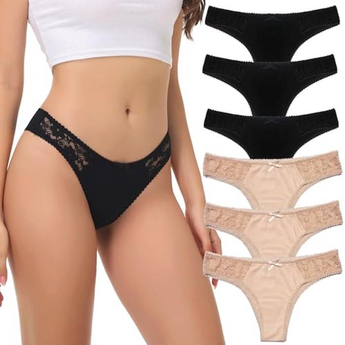 Vrouwen Katoen Ondergoed Multipack - 6-Pack Ademende Cheeky Panties