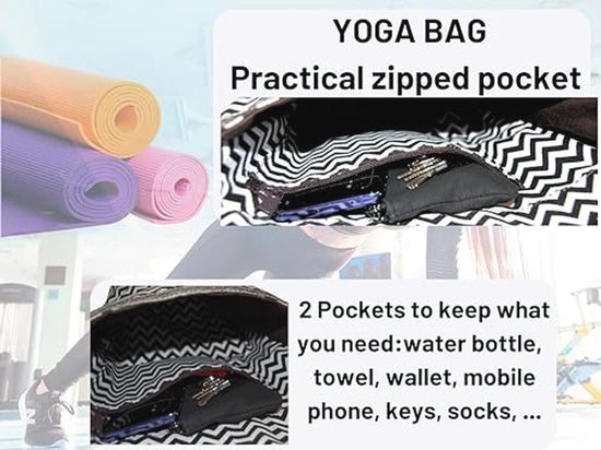 Yoga tas voor mat en handdoek - Multifunctionele schoudertas voor fitness, pilates en sport — afbeelding 3