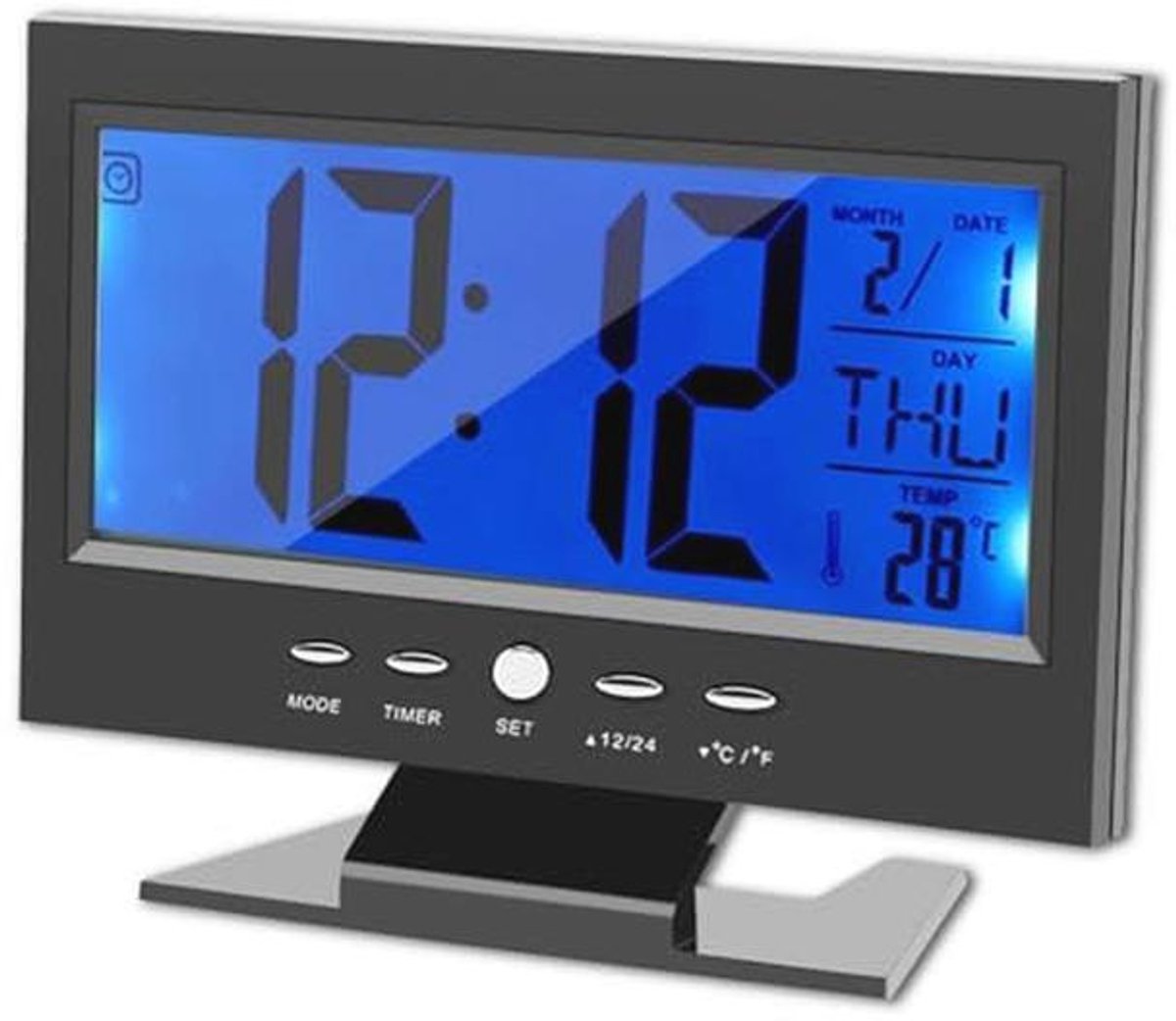 Digitale Tafelklok met Temperatuur en Kalender - LCD Wekker voor Slaapkamer