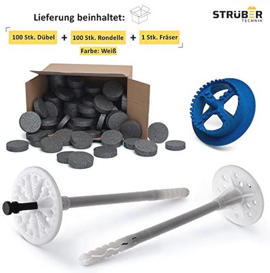 Isolatiepluggen set voor gevelisolatie met piepschuim schijven en frees ...