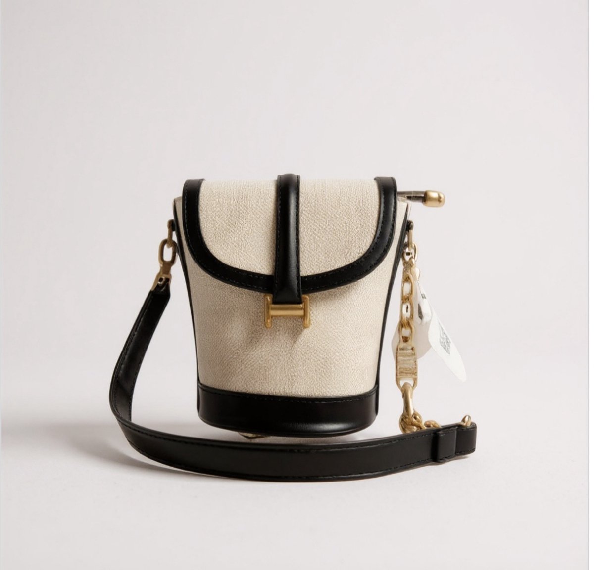 TK-S Kleine Schoudertas-Crossbodytas, geweven stof, zwarte afwerking