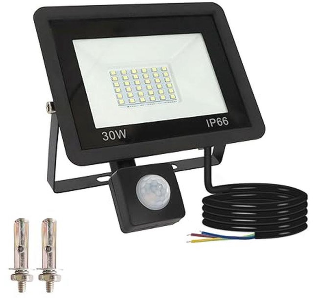 LED-spot met Bewegingsmelder voor Buiten - 30W Schijnwerper