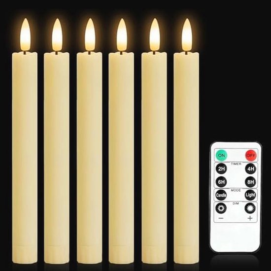 Led Staafkaarsen 4 Stuks Met Timer - Echte Was Look, Flikkerende Vlam, 23 Cm Hoog - Batterijen Nodig Led Theelichtjes Met Afstandsbediening Led Staafkaarsen 4 Stuks Met Timer - Echte Was Look, Flikkerende Vlam, 23 Cm Hoog - Batterijen Nodig Led Theelichtjes Met Afstandsbediening