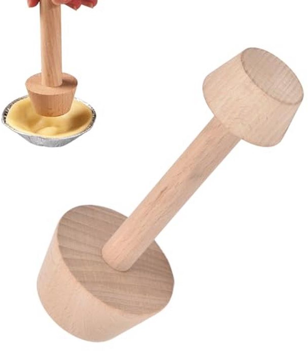 Houten Deegstamper met Dubbele Stampschijven - 14 cm