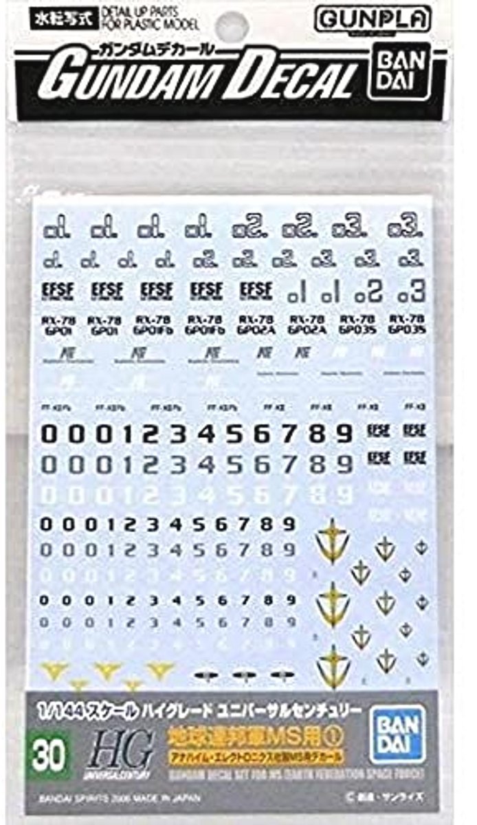 HGUC MS Stickers Set #1 - Gundam Decals voor 1/144 schaal mobiele pakken