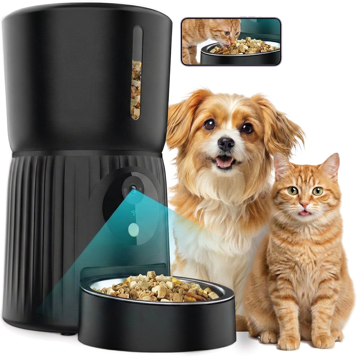 PetDog® Automatische Voerbak met Camera 4L Zwart - PetDog® - €89,95