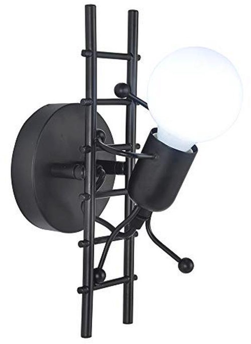 Humanoïde wandlamp binnen - Moderne industriële stijl wandlamp voor woonkamer, hal, slaapkamer - E27 lampbasis (zwart)