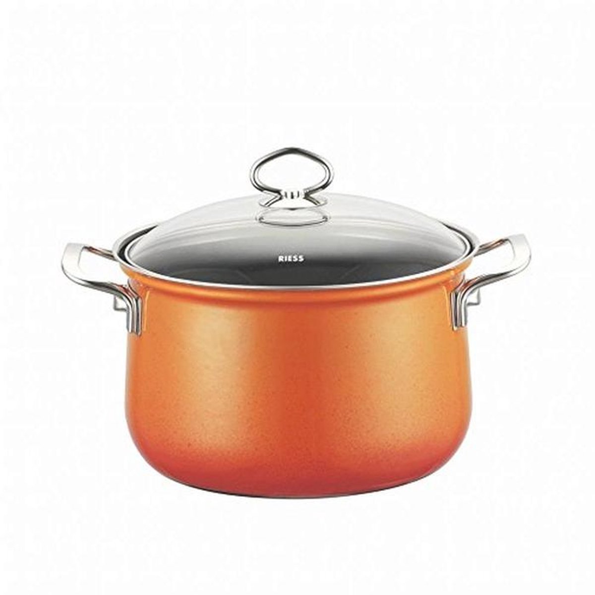 Braadpan met Glazen Deksel - Ø20 cm, 3,5L - Emaille, Inductie Geschikt, Oranje